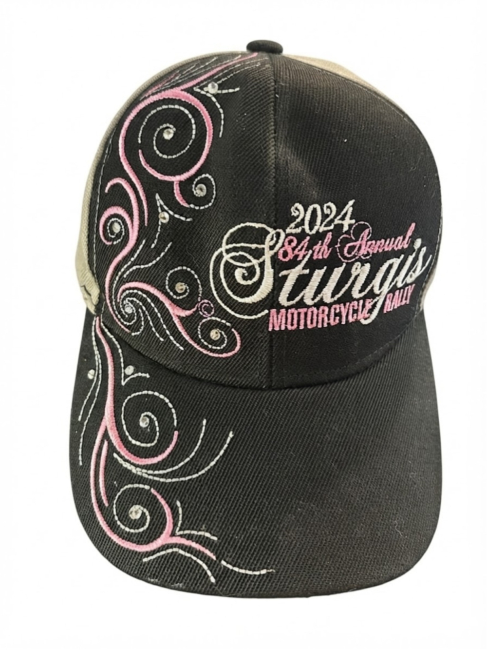 Unisex Sturgis 2024 Motorcycle Rally Baseball Cap One Size Black Pink
